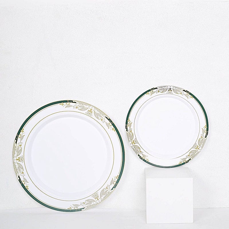 10 pcs 10 in wide Disposable White Plastic Salad Plates with Trim