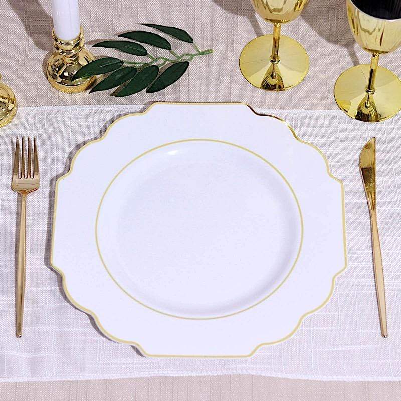10 pcs 11 in Disposable Baroque Plastic Dinner Plates