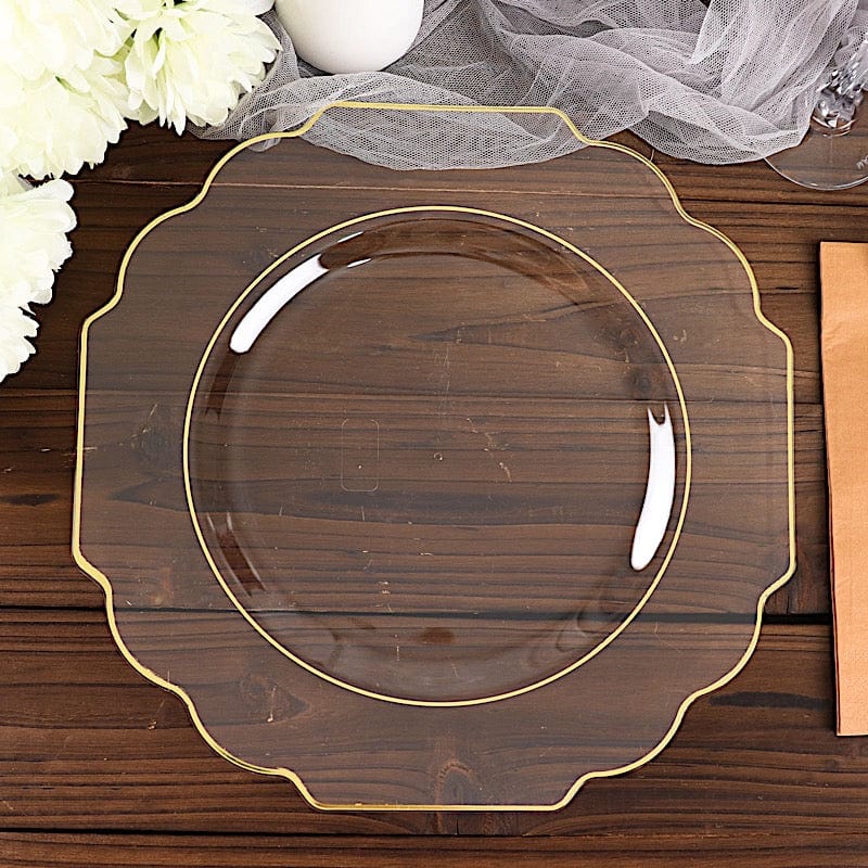 10 pcs 11 in Disposable Baroque Plastic Dinner Plates