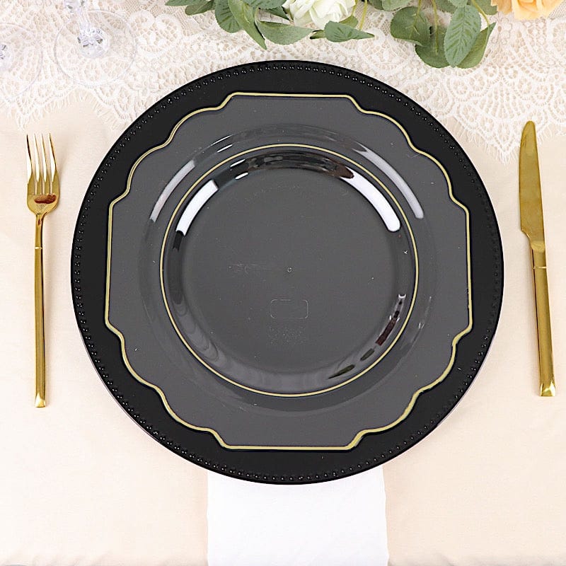 10 pcs 11 in Disposable Baroque Plastic Dinner Plates