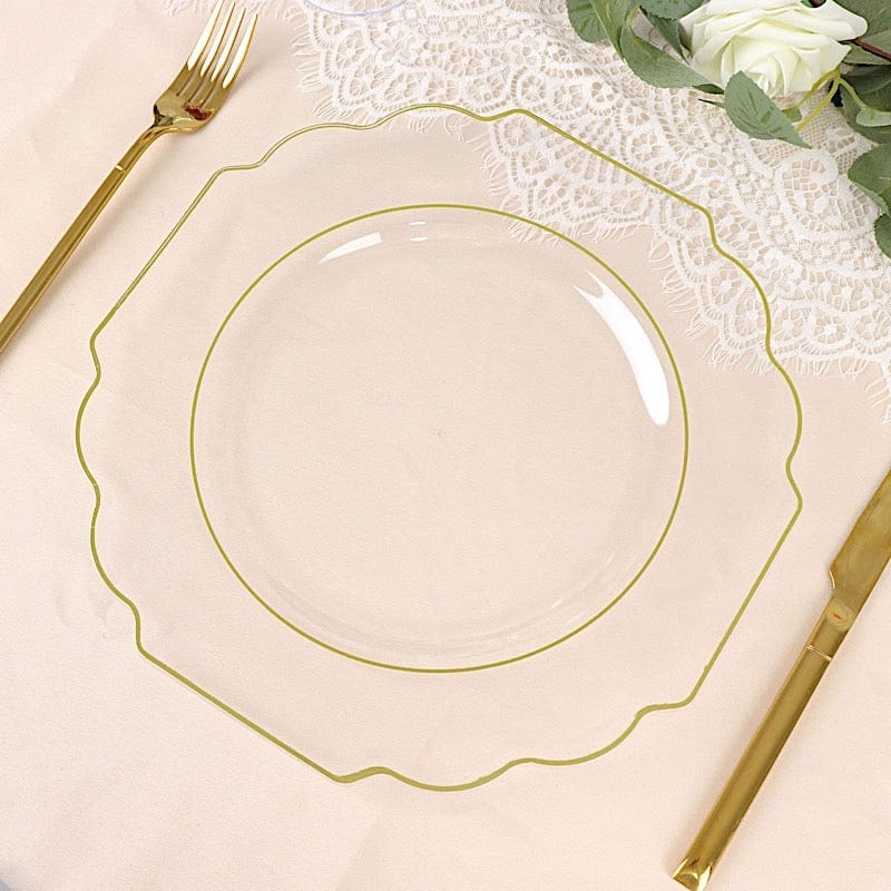 10 pcs 11 in Disposable Baroque Plastic Dinner Plates