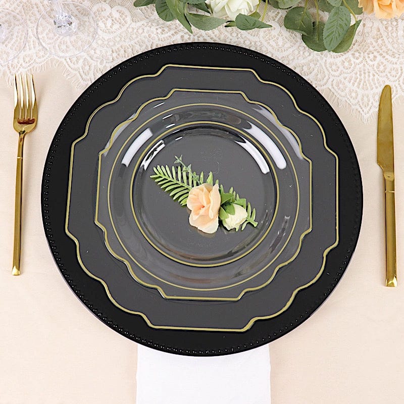 10 pcs 11 in Disposable Baroque Plastic Dinner Plates