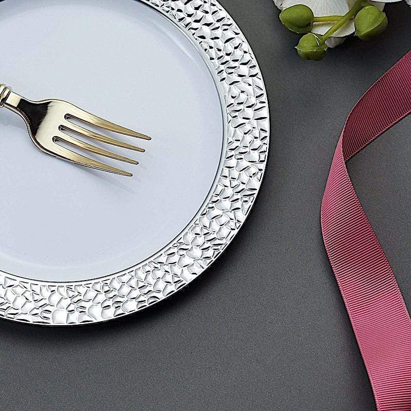 10 pcs 7.5 in wide Disposable Plastic Salad Plates with Hammered Trim