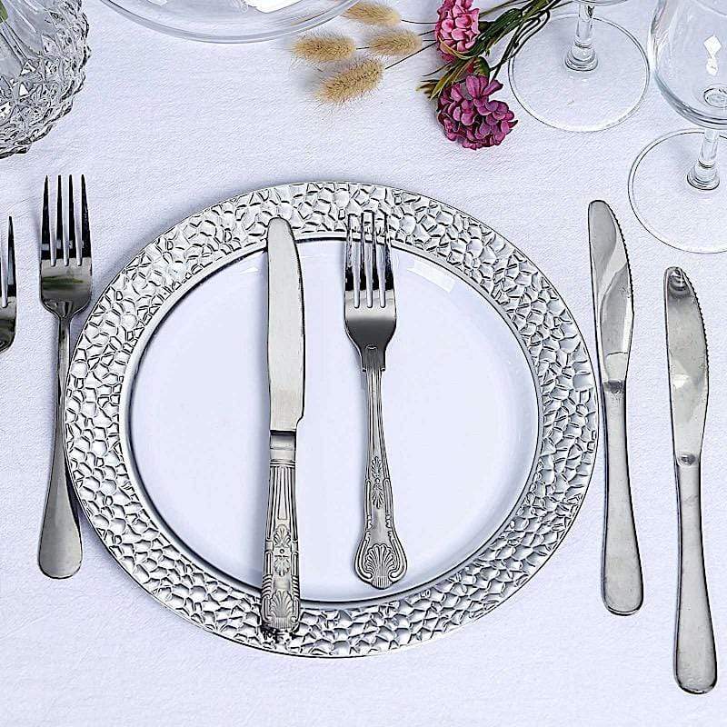 10 pcs 7.5 in wide Disposable Plastic Salad Plates with Hammered Trim