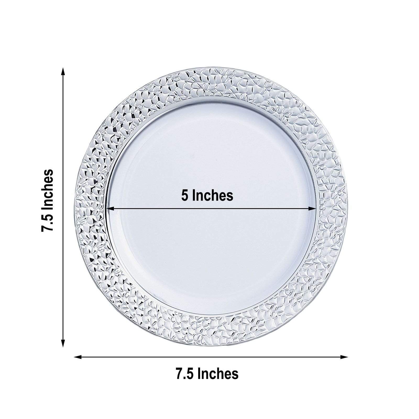 10 pcs 7.5 in wide Disposable Plastic Salad Plates with Hammered Trim