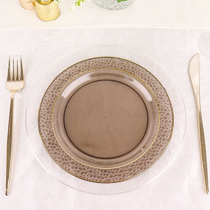 10 pcs 7.5 in wide Disposable Plastic Salad Plates with Hammered Trim