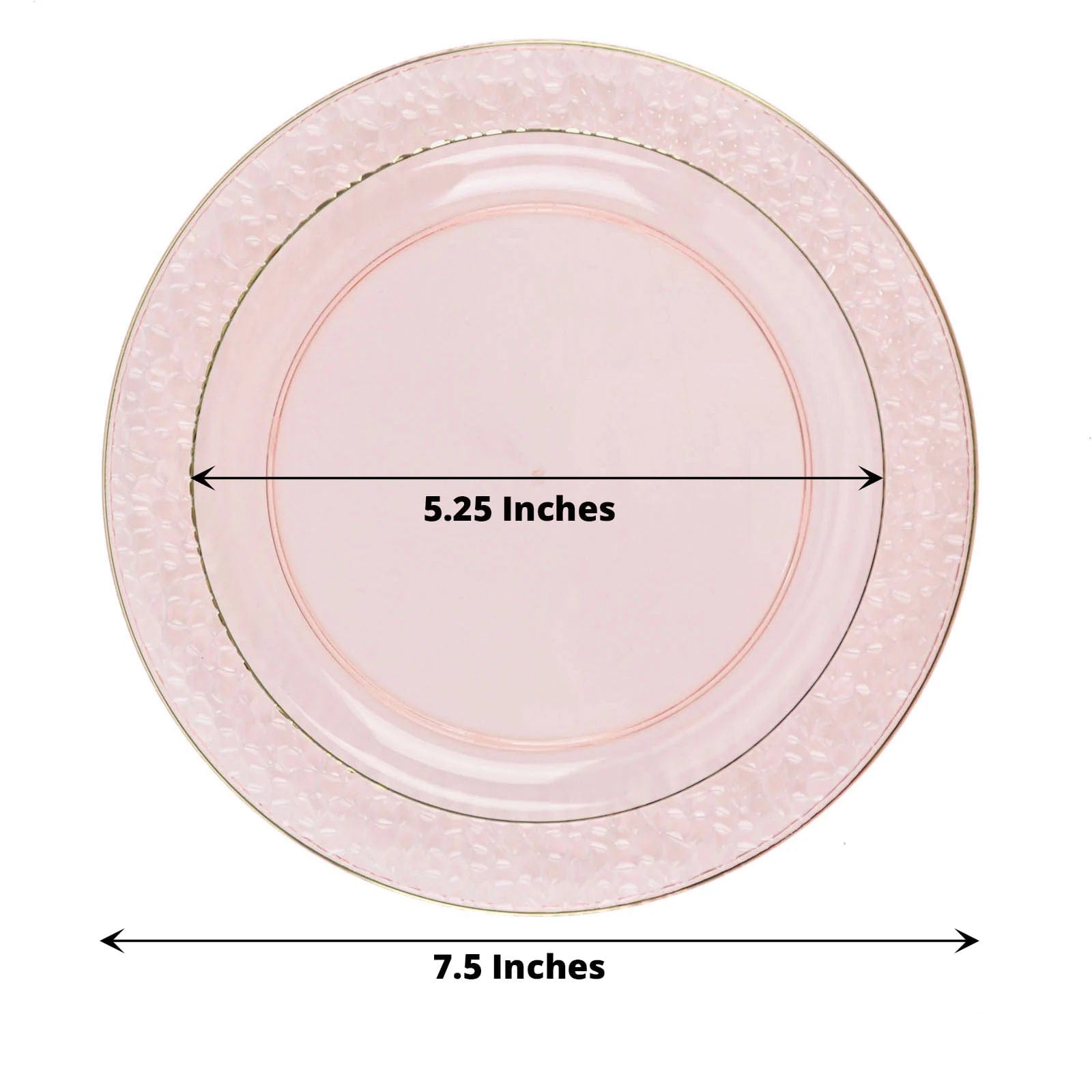 10 pcs 7.5 in wide Disposable Plastic Salad Plates with Hammered Trim