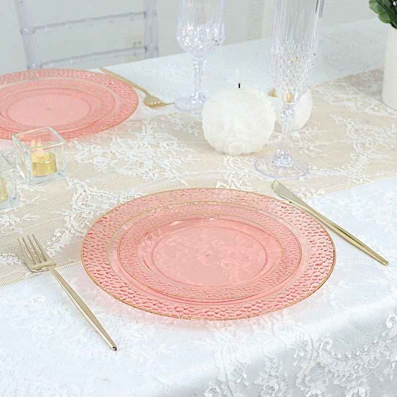 10 pcs 7.5 in wide Disposable Plastic Salad Plates with Hammered Trim