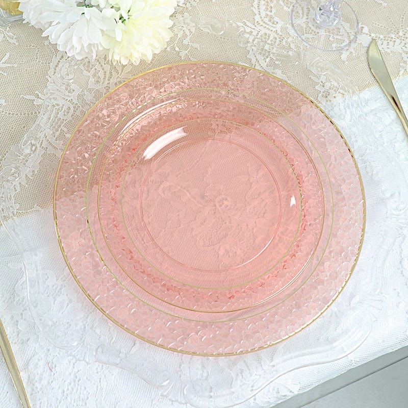 10 pcs 7.5 in wide Disposable Plastic Salad Plates with Hammered Trim