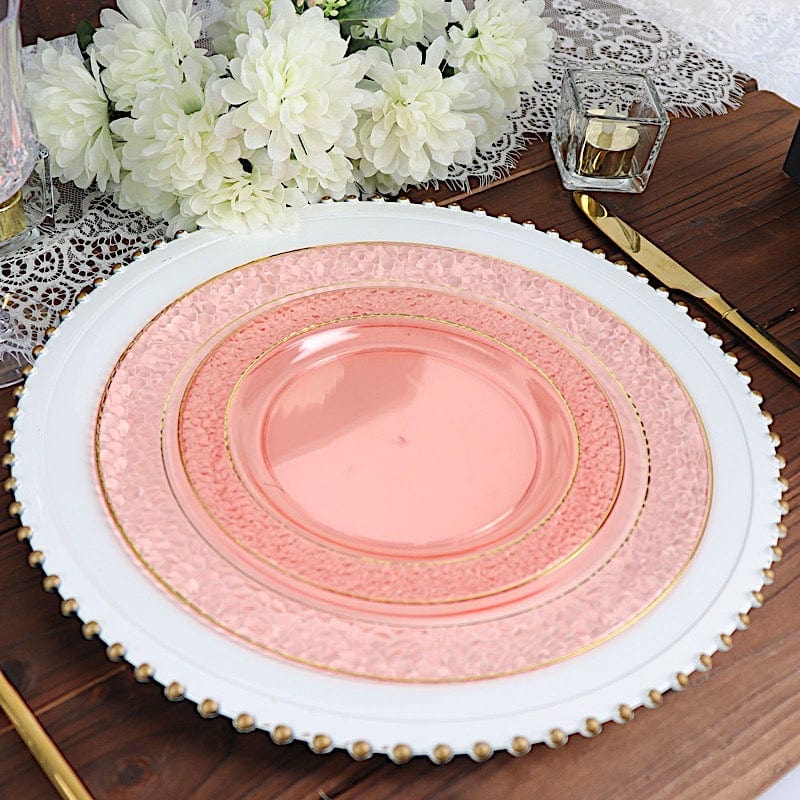 10 pcs 7.5 in wide Disposable Plastic Salad Plates with Hammered Trim