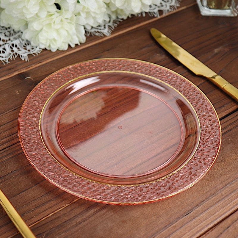 10 pcs 7.5 in wide Disposable Plastic Salad Plates with Hammered Trim