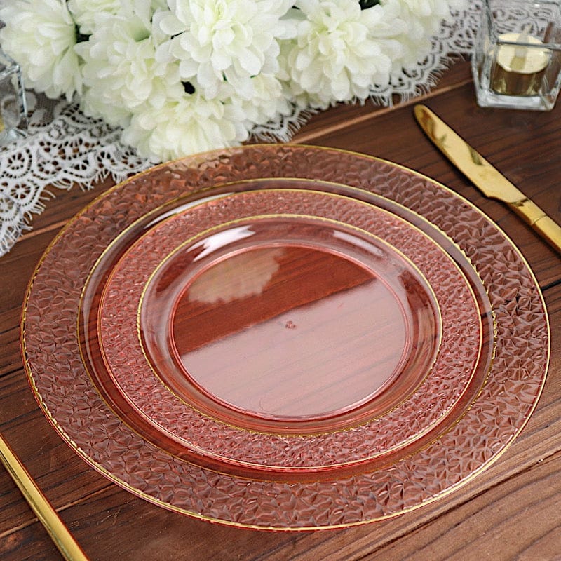 10 pcs 7.5 in wide Disposable Plastic Salad Plates with Hammered Trim