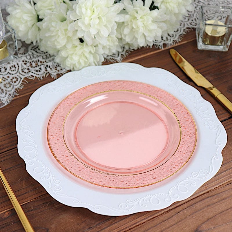 10 pcs 7.5 in wide Disposable Plastic Salad Plates with Hammered Trim