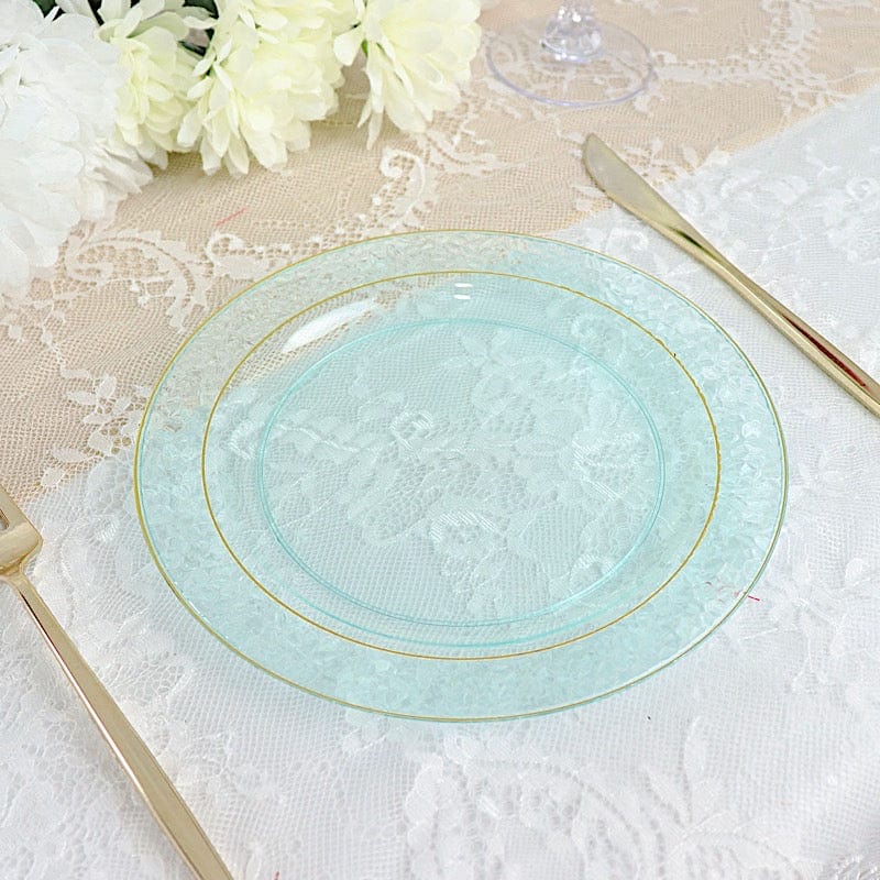 10 pcs 7.5 in wide Disposable Plastic Salad Plates with Hammered Trim