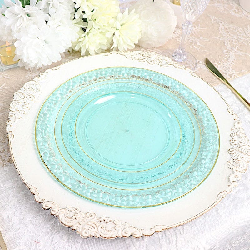 10 pcs 7.5 in wide Disposable Plastic Salad Plates with Hammered Trim