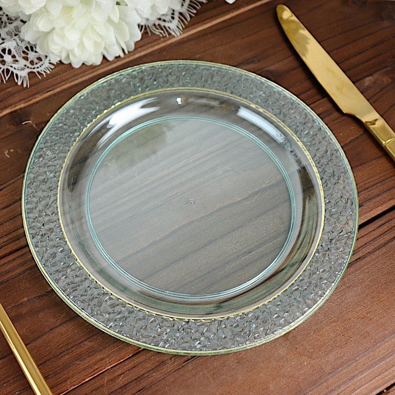 10 pcs 7.5 in wide Disposable Plastic Salad Plates with Hammered Trim
