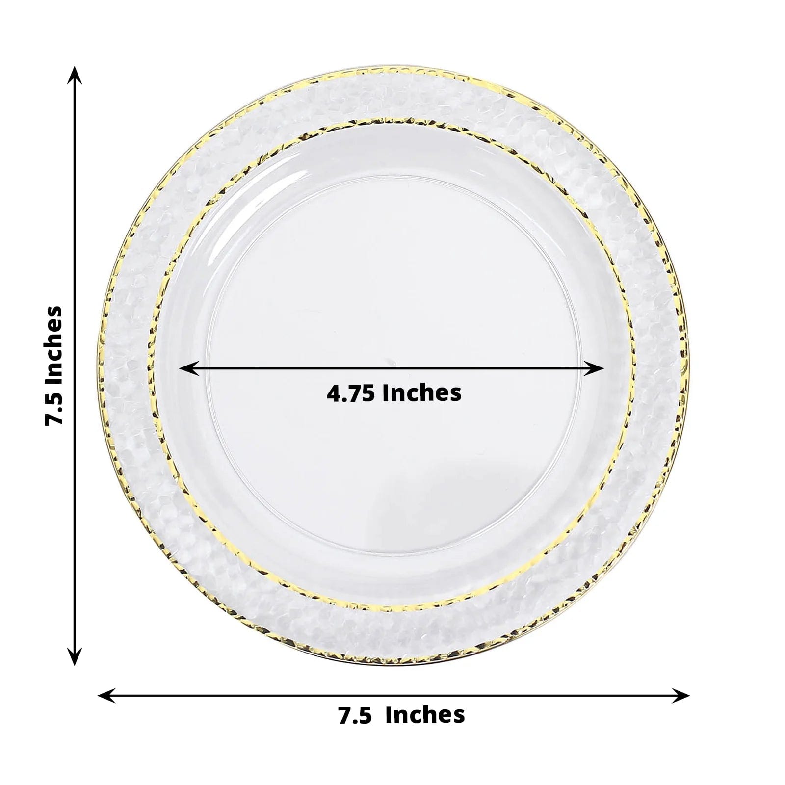 10 pcs 7.5 in wide Disposable Plastic Salad Plates with Hammered Trim