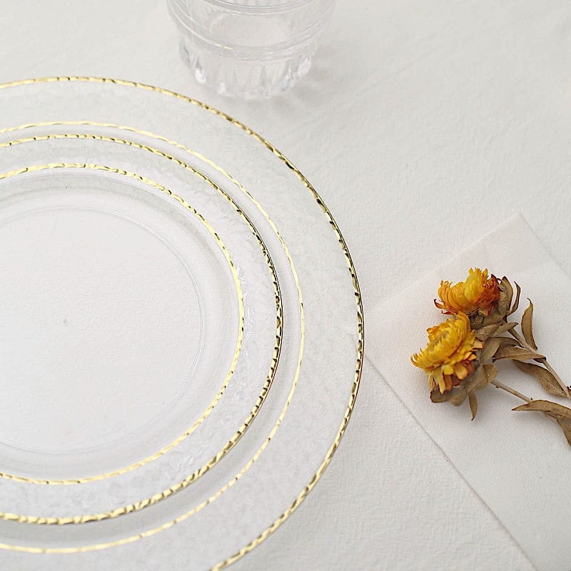 10 pcs 7.5 in wide Disposable Plastic Salad Plates with Hammered Trim