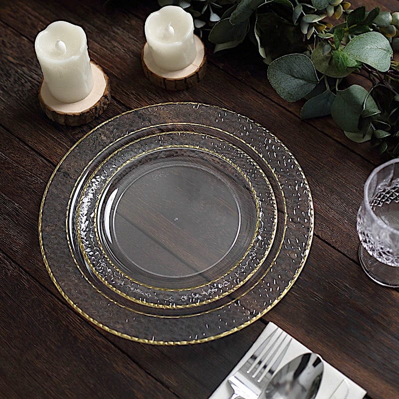10 pcs 7.5 in wide Disposable Plastic Salad Plates with Hammered Trim