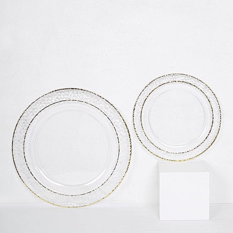 10 pcs 7.5 in wide Disposable Plastic Salad Plates with Hammered Trim