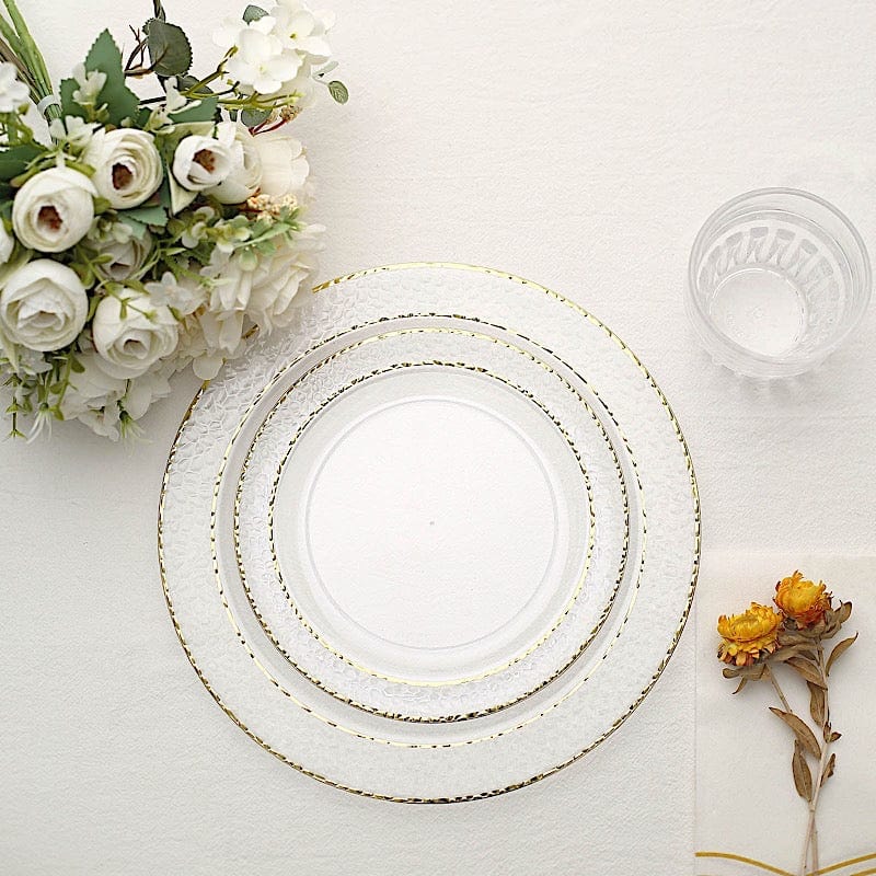 10 pcs 7.5 in wide Disposable Plastic Salad Plates with Hammered Trim