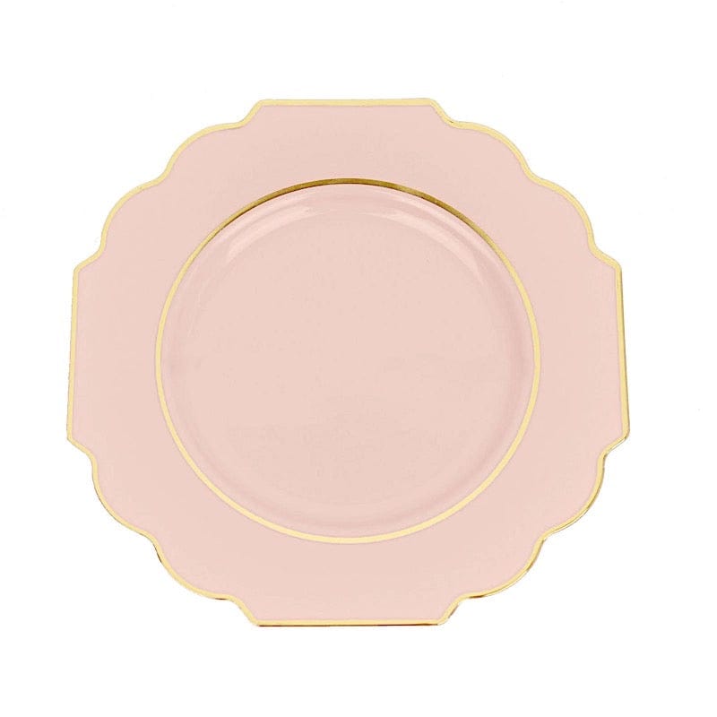 10 pcs 8 in Disposable Baroque Plastic Dessert Plates with Gold Rim
