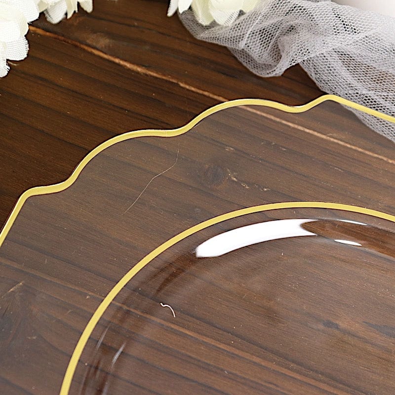 10 pcs 8 in Disposable Baroque Plastic Dessert Plates with Gold Rim