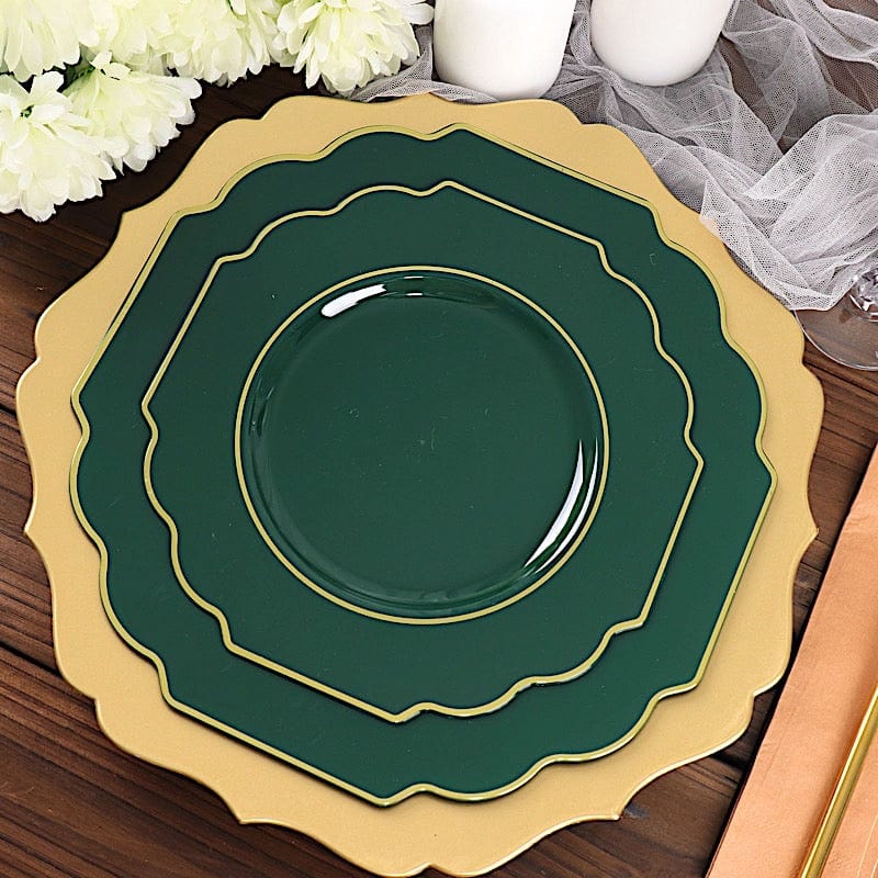 10 pcs 8 in Disposable Baroque Plastic Dessert Plates with Gold Rim