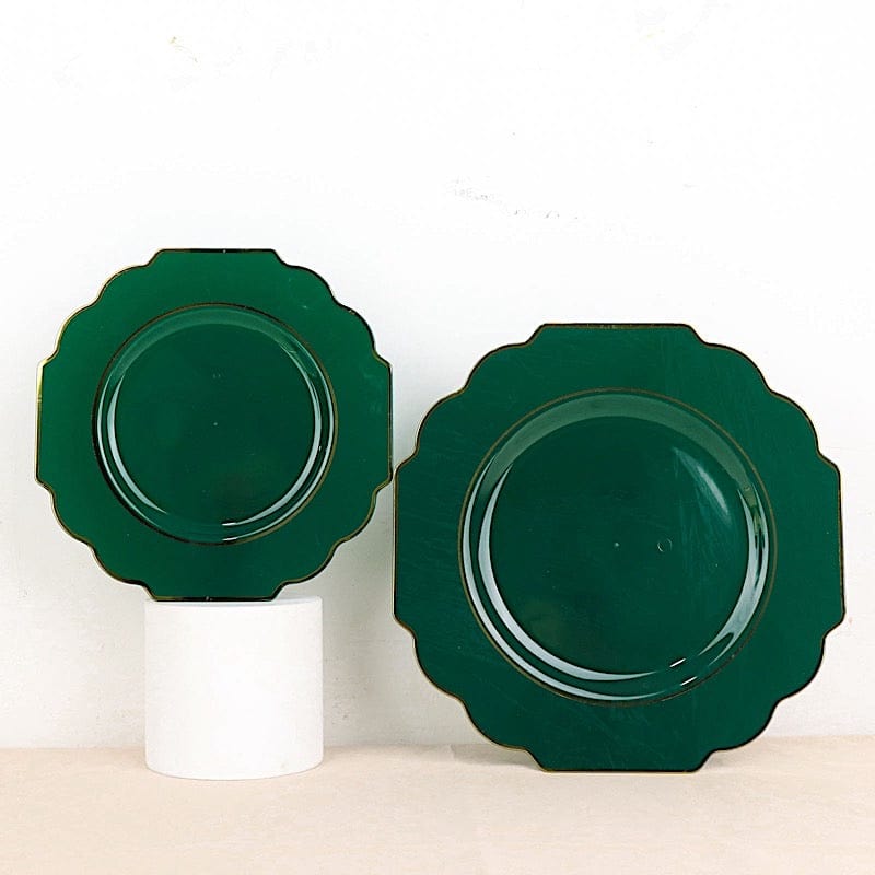 10 pcs 8 in Disposable Baroque Plastic Dessert Plates with Gold Rim