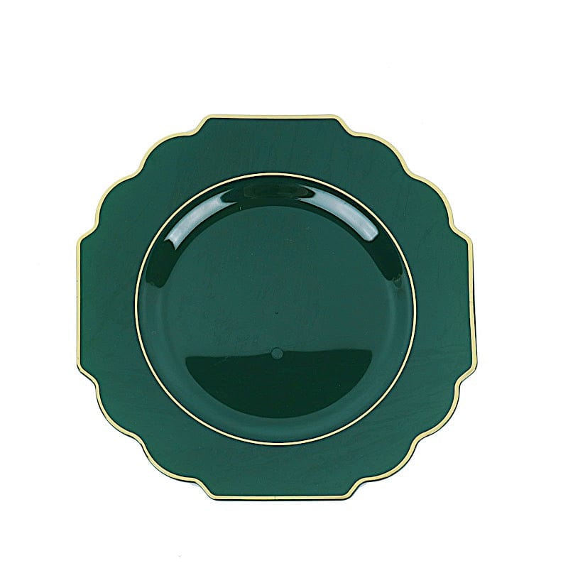 10 pcs 8 in Disposable Baroque Plastic Dessert Plates with Gold Rim