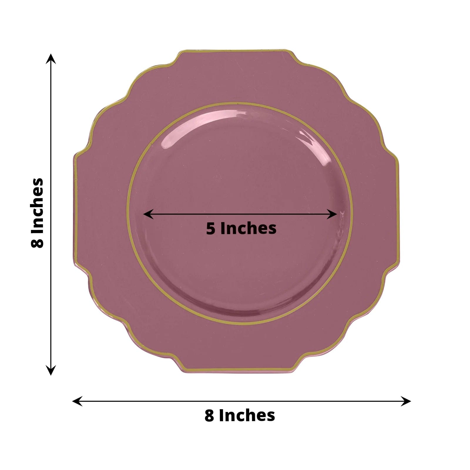 10 pcs 8 in Disposable Baroque Plastic Dessert Plates with Gold Rim