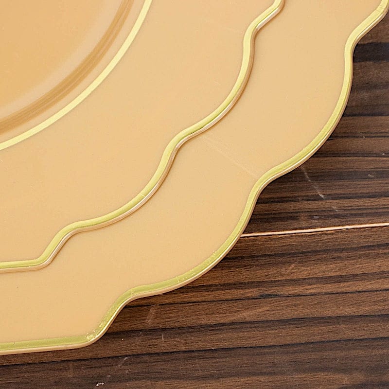 10 pcs 8 in Disposable Baroque Plastic Dessert Plates with Gold Rim
