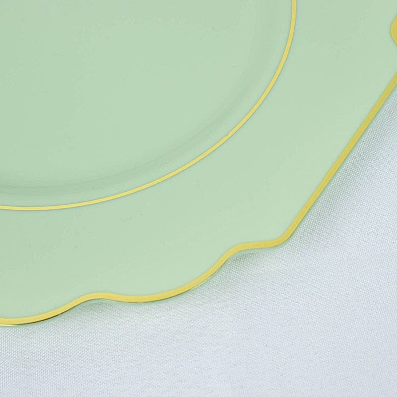 10 pcs 8 in Disposable Baroque Plastic Dessert Plates with Gold Rim