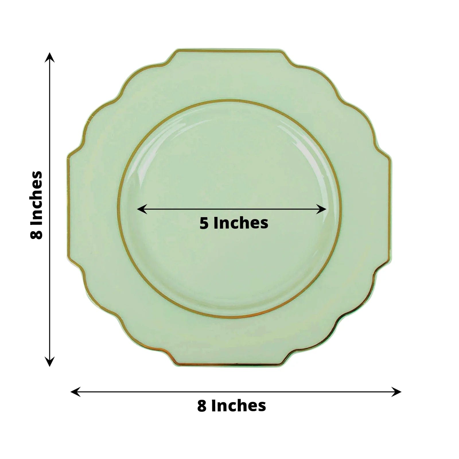 10 pcs 8 in Disposable Baroque Plastic Dessert Plates with Gold Rim