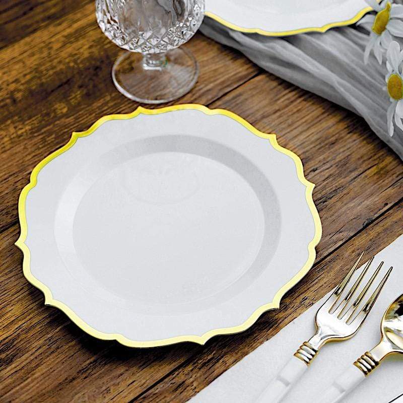 10 pcs 8 in Disposable White Plastic Dessert Plates