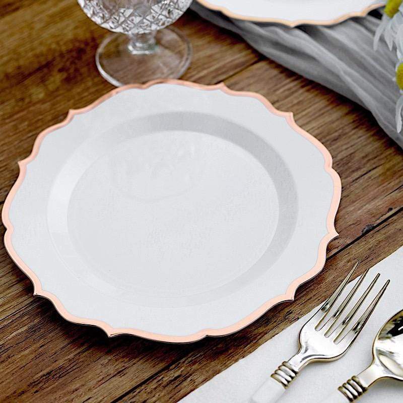 10 pcs 8 in Disposable White Plastic Dessert Plates