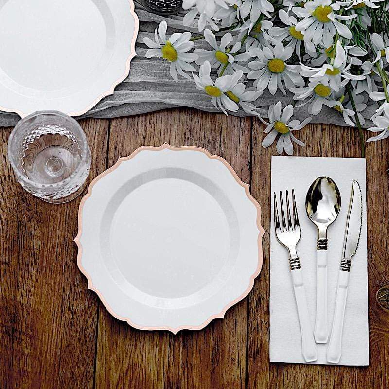 10 pcs 8 in Disposable White Plastic Dessert Plates