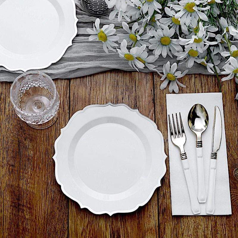 10 pcs 8 in Disposable White Plastic Dessert Plates