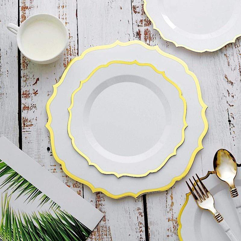 10 pcs 8 in Disposable White Plastic Dessert Plates