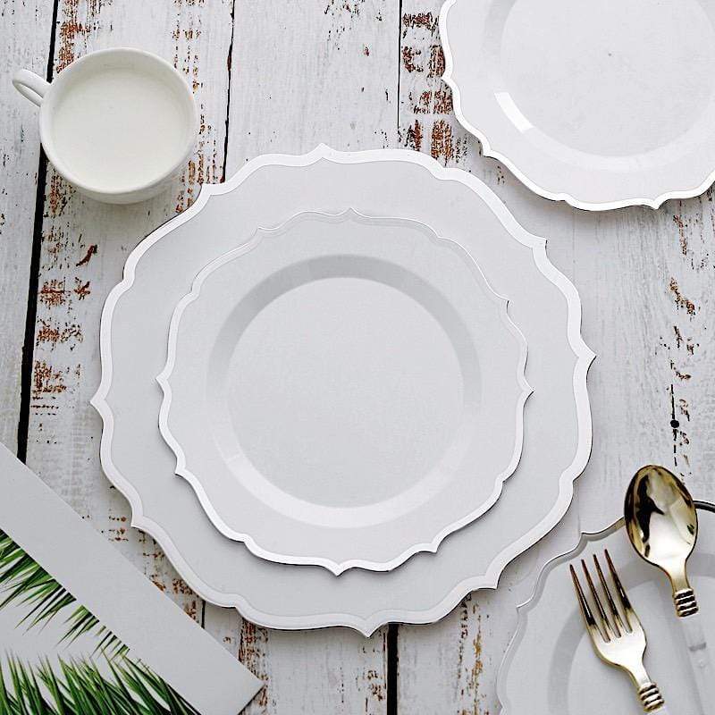 10 pcs 8 in Disposable White Plastic Dessert Plates