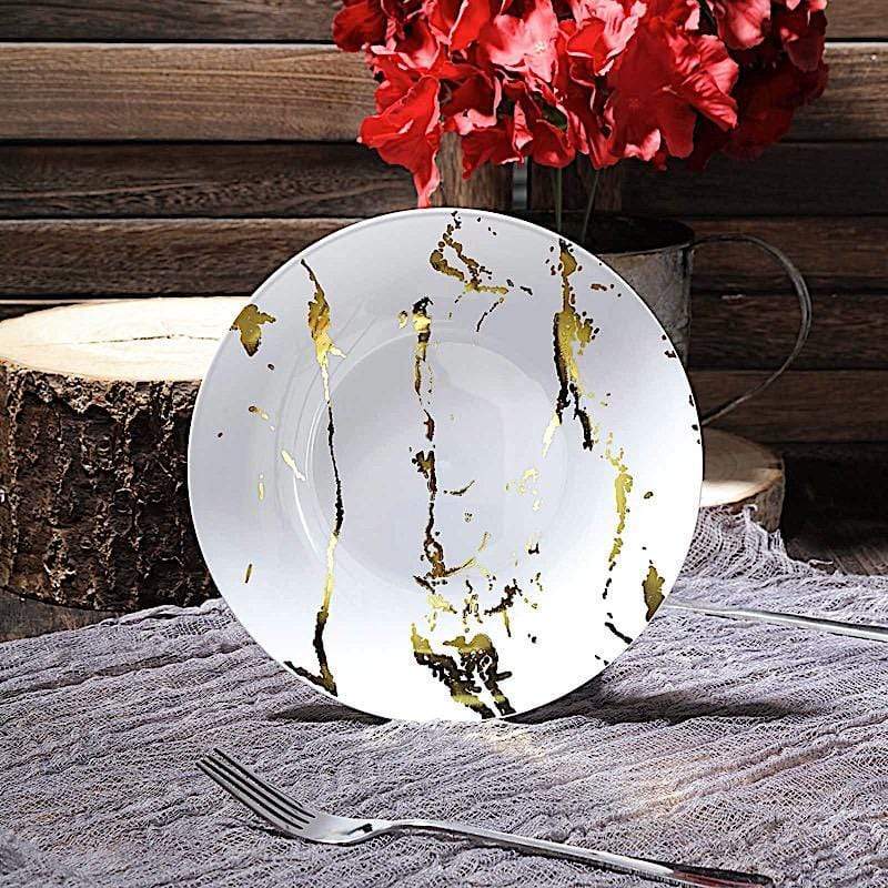 10 pcs 8 in wide Disposable Marble Plastic Salad Plates