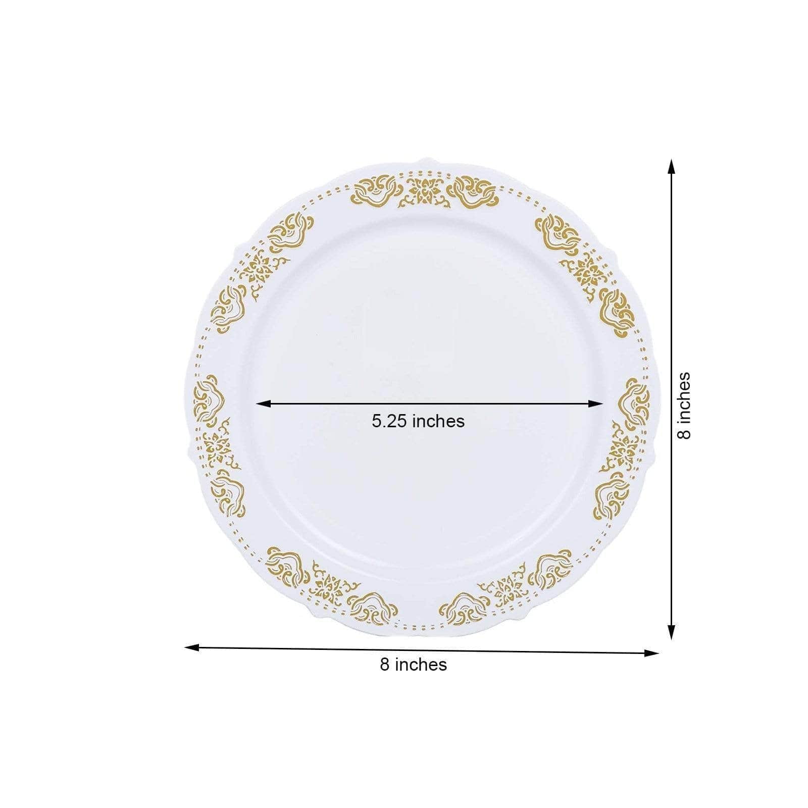 10 pcs 8 in wide Disposable Plastic Salad Plates with Gold Trim