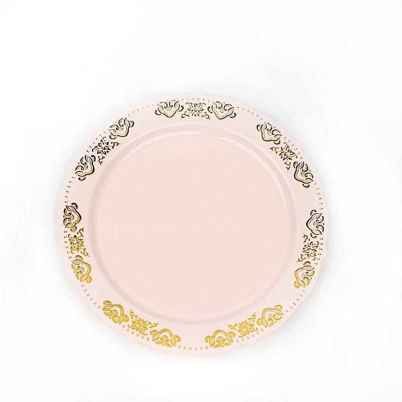 10 pcs 8 in wide Disposable Plastic Salad Plates with Gold Trim