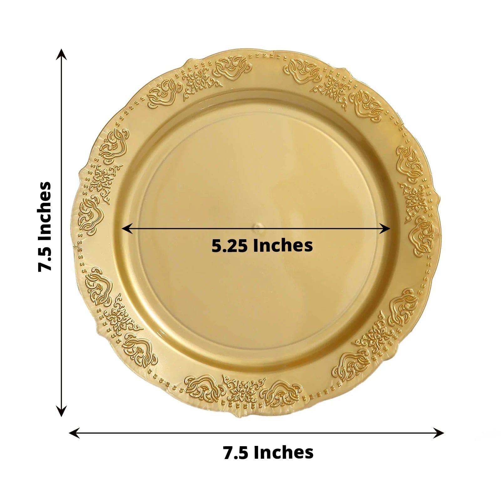10 pcs 8 in wide Disposable Plastic Salad Plates with Gold Trim