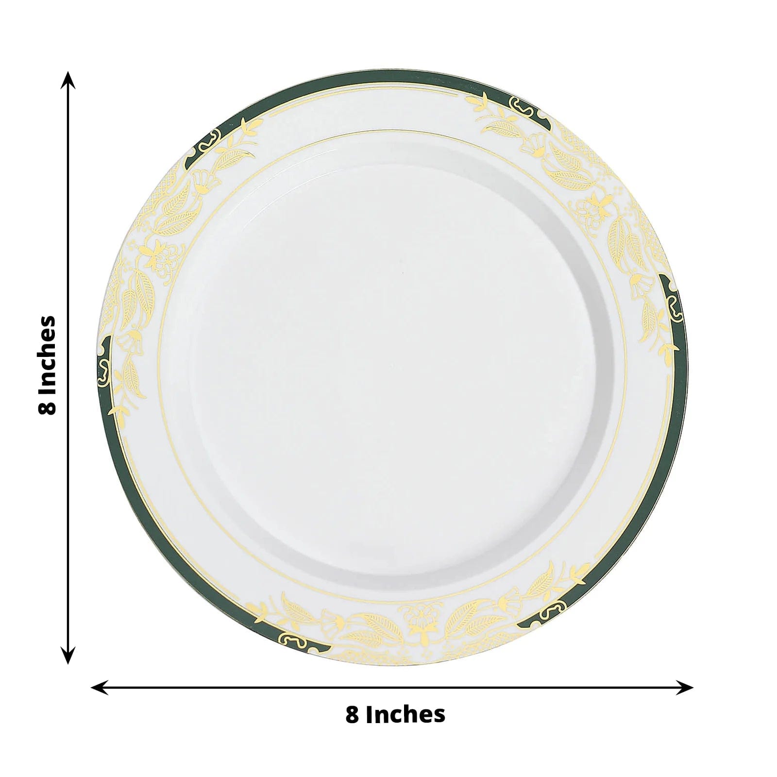 10 pcs 8 in wide Disposable White Plastic Salad Plates with Trim
