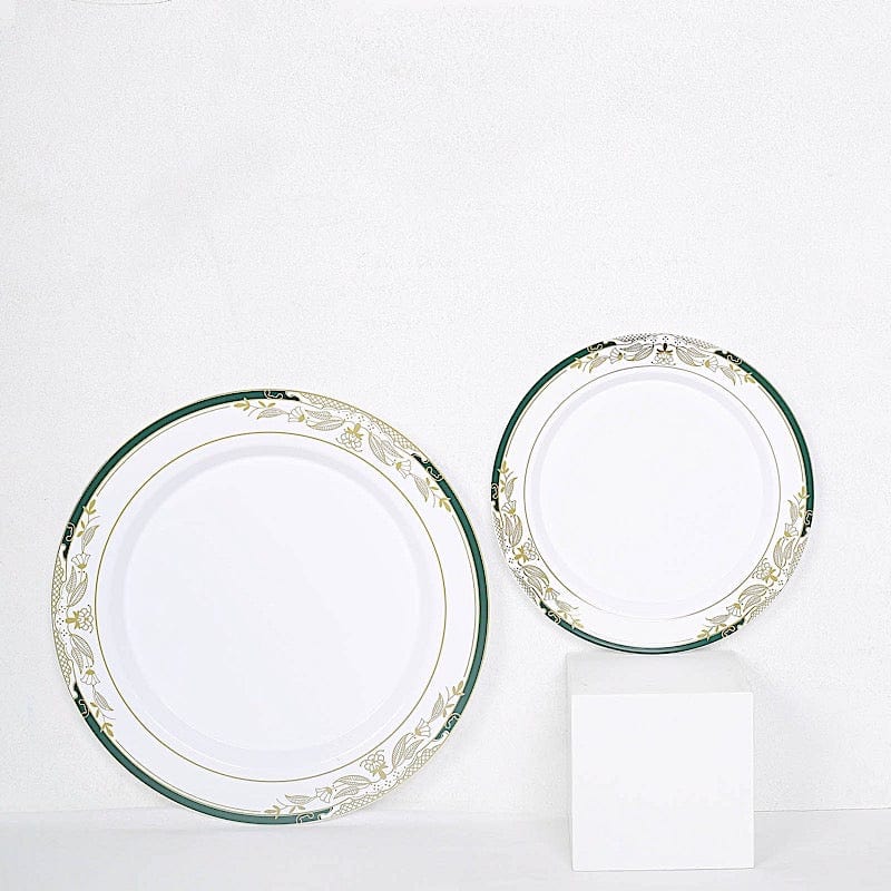 10 pcs 8 in wide Disposable White Plastic Salad Plates with Trim