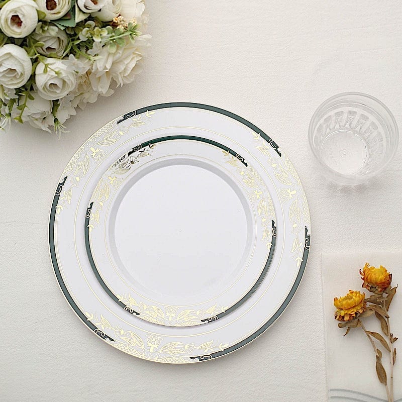 10 pcs 8 in wide Disposable White Plastic Salad Plates with Trim