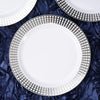 10 pcs 9" Disposable White Round Plates with Silver Trim
