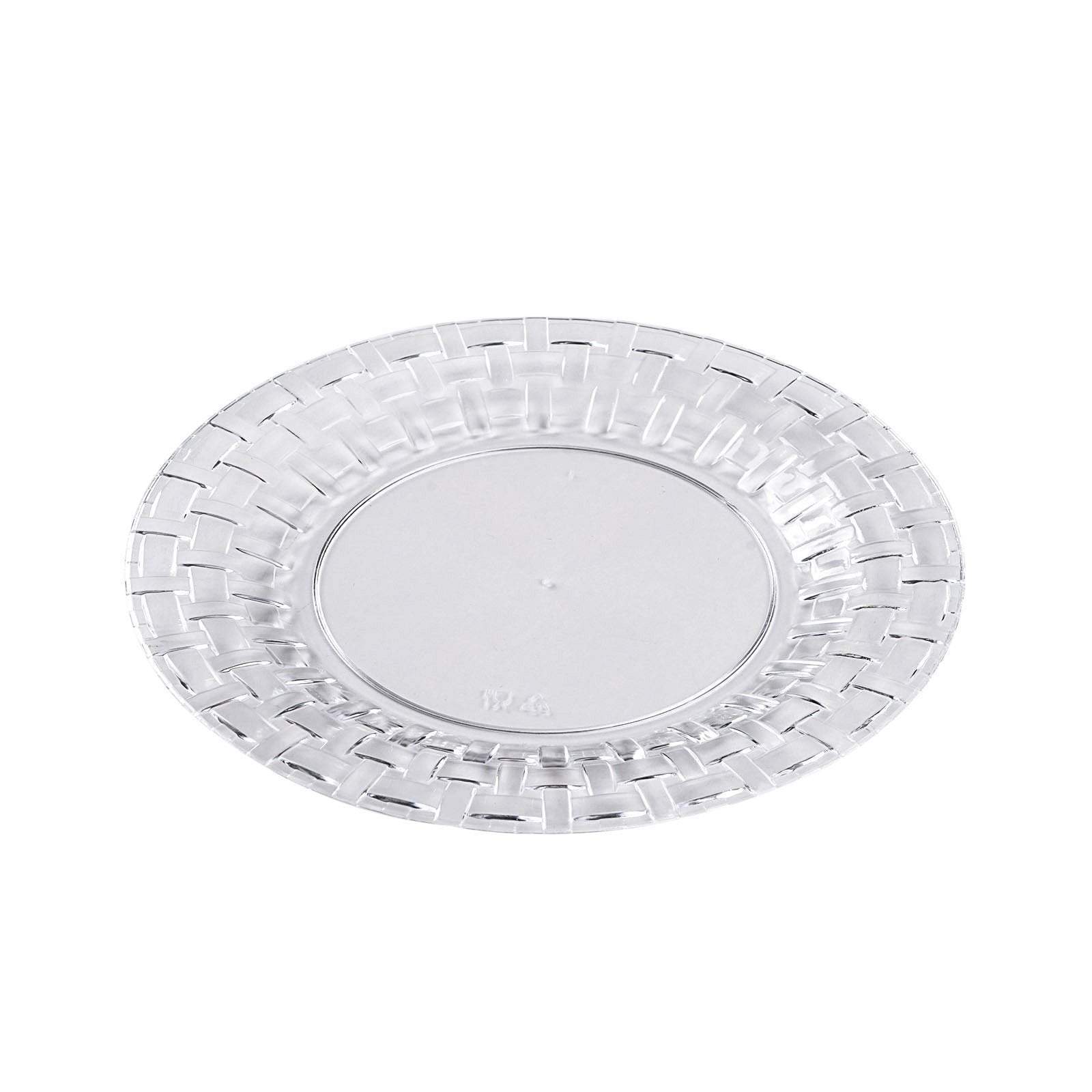 10 pcs Disposable Clear Plastic Dessert Plates with Basketweave