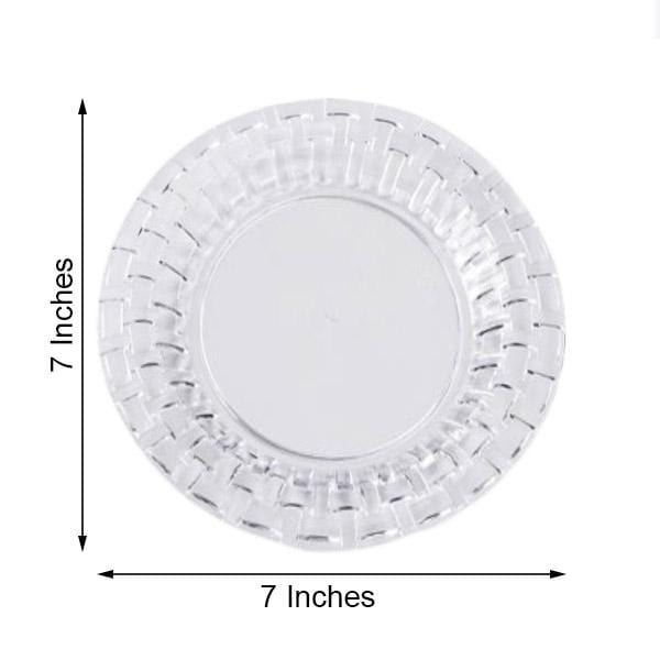 10 pcs Disposable Clear Plastic Dessert Plates with Basketweave